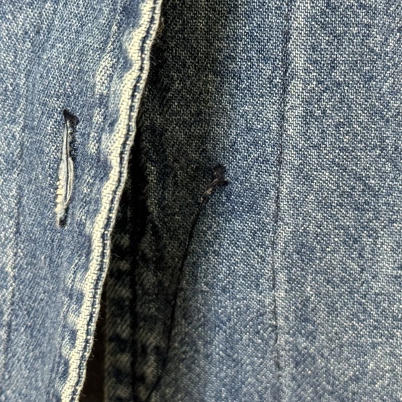 Vintage On the Rocks Womens Artsy Jean Jacket Medium Button Front Collarless USA - Picture 5 of 11